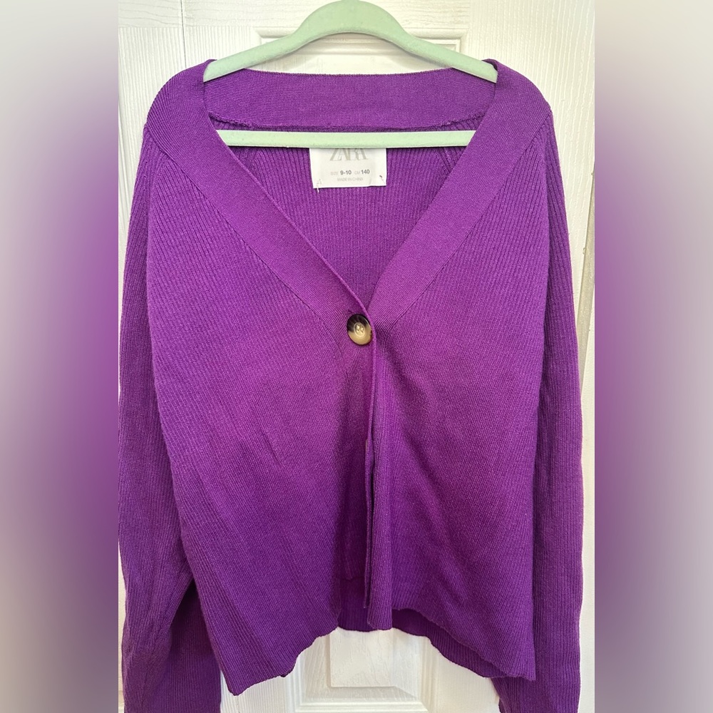 Zara girls size 9-10 purple cardigan sweater